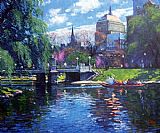 Boston Canvas Paintings - Springtime,Boston Public Garden